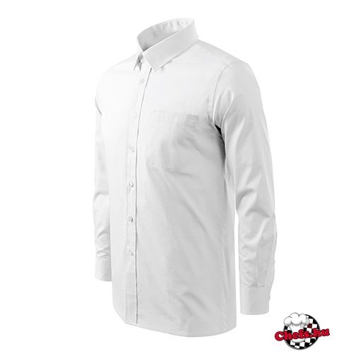 Men's shirt - ADLER - white, long-sleeved 100% cotton