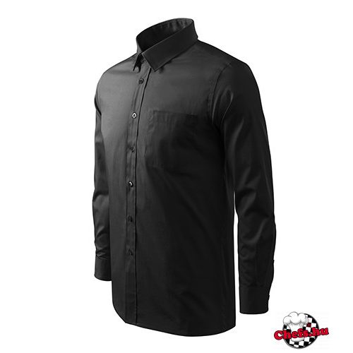 Men's shirt- ADLER - black, long-sleeved 100% cotton