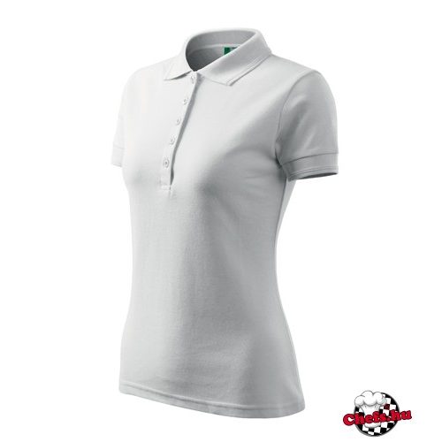 White, Women's piqueT-shirt with collar