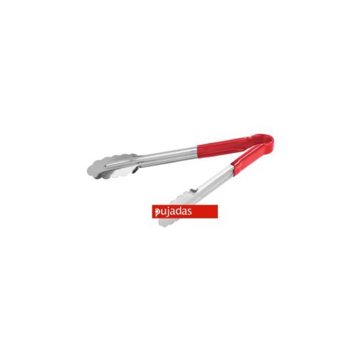 Stainless steel tongs - with red handle - 24 cm