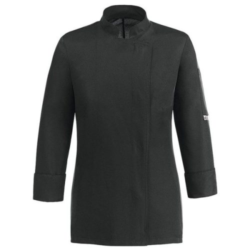 Women's chef jacket - black, long-sleeved, with press buttons