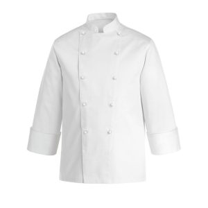 Szakácskabát, cukrászkabát – fehér, hosszú ujjú, 100% pamut – EGOCHEF