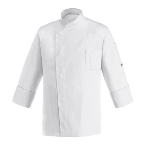 Chef jacket - white, long-sleeved, with press buttons, slim fit