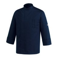   Szakácskabát - sötétkék, hosszú ujjú, rejtett patentos, karcsúsított