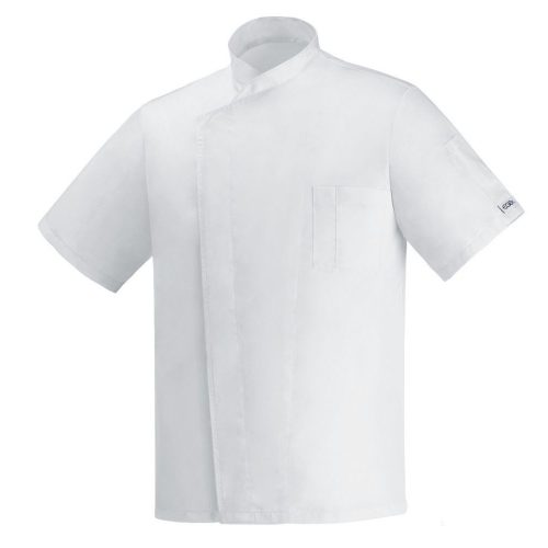 Chef jacket - white, with hidden press buttons, short-sleeved
