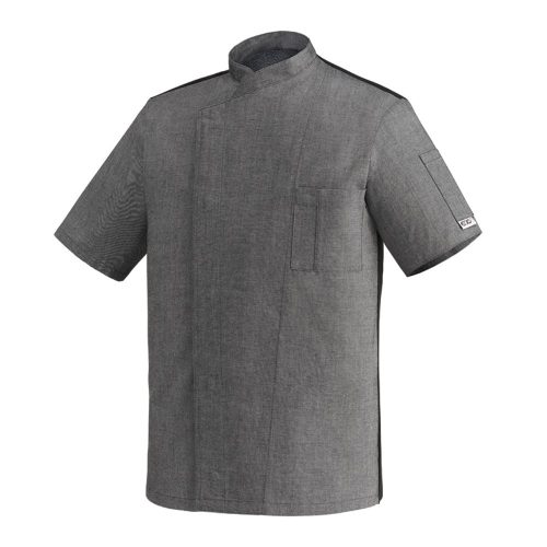 Chef jacket - mottled grey, with press buttons, mesh back, short-sleeved 