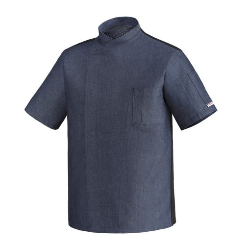 Chef jacket - denim, with press buttons, with vented back, short-sleeved 