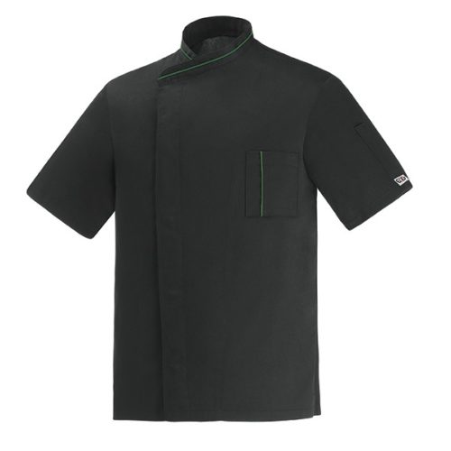 Chef jacket - black, with press buttons, microtec, with vented back