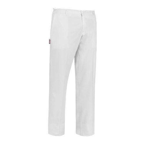 White, confectioner's pants, chef pants with buttoned waist