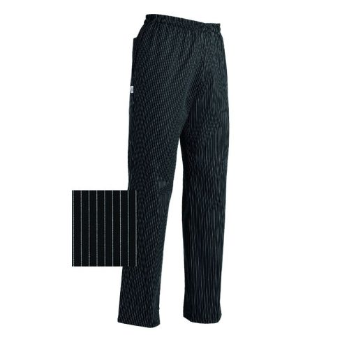 Chef pants - with thin striped, 100% cotton, with elastic waistband