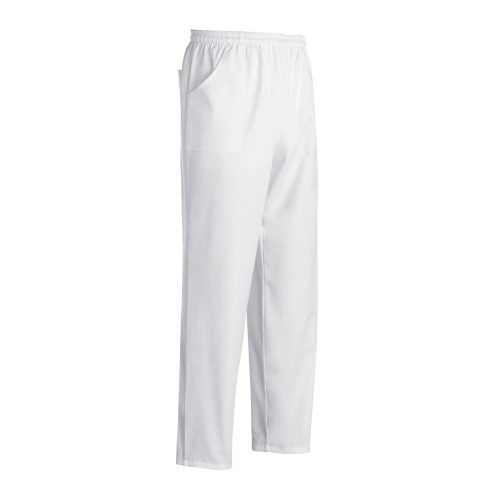 White, elastic waist chef pants - 100% cotton