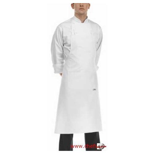 White, with pocket, bib apron
