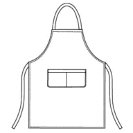Black, with pocket, bib apron