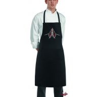 Embroidered, bib apron, black