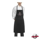 Embroidered, bib apron, black