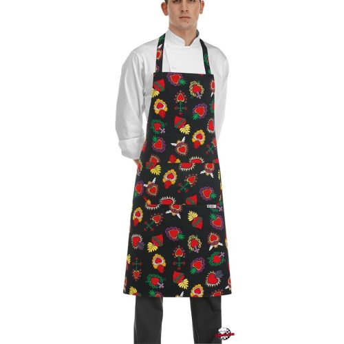 Bib apron with heart print