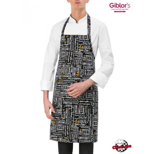 Bib apron with menu print