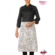Waist apron - white, with menu print