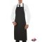 Black, bib apron - with press buttons and 2 pockets