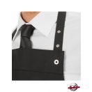 Black, bib apron - with press buttons and 2 pockets