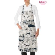 Bib apron with comic characters print