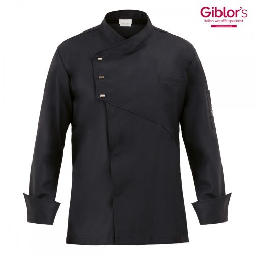 Giblor's  chef jacket - black, long-sleeved, with press buttons