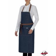 Denim, bib apron - brown, with straps