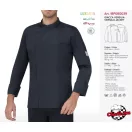 Szakácskabát - fekete, patentos, LUXSATIN -ból