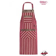 Oregon style, maroon striped bib apron