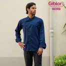 EMANUEL - sötétkék, díszpatentos szakácskabát