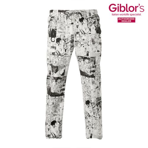 Chef pants with comic pattern