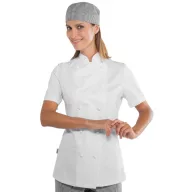Fehér rövidujjú női szakácskabát 100% pamut