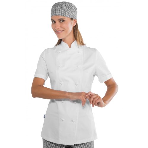 Fehér rövidujjú női szakácskabát 100% pamut