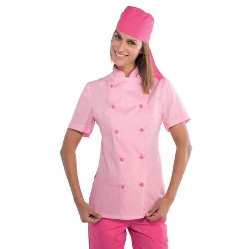 Rózsaszín női rövidujjú szakácskabát