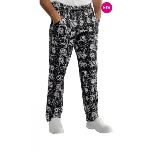 Chef pants with Mexican skull print