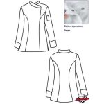 Női szakácskabát - fehér, rövid ujjú, patentos