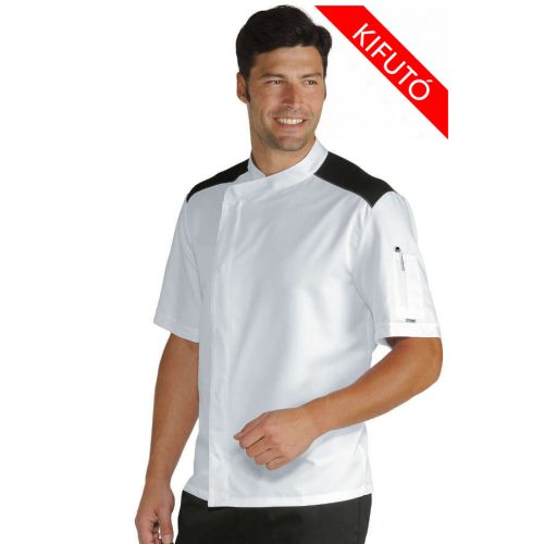 Chef jacket - white, short-sleeved, with press buttons, mesh shoulders