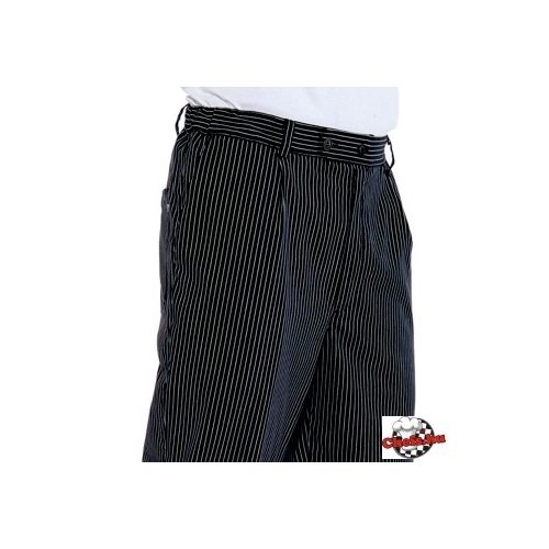 Chef pants - thin white stripes on black background