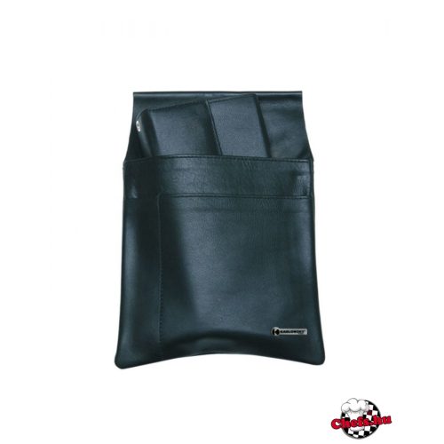 Waiter side bag - wallet, black, bőr, with 3 pockets