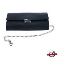 Waiter wallet - black, with 5 pockets, faux leather