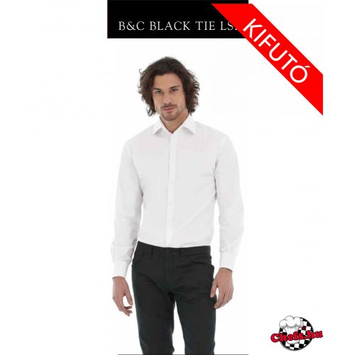 Long-sleeved men's shirt - white, B&C stretch poplin