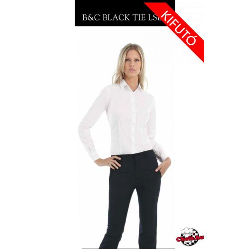 Women's long-sleeved blouse - white, B&C stretch poplin