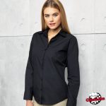 Női hosszú ujjú blúz - Fruit of The Loom, poplin, fekete