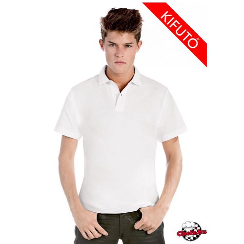 White, cotton T-shirt with collar, 180 g/m2