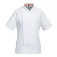   NŐI MeshAir Pro rövidujjú patentos szakácskabát - FEHÉR