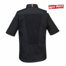 MeshAir Pro rövidujjú patentos szakácskabát - FEKETE