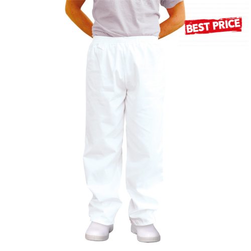 Chef pants, confectioner's pants - white, with elastic waistband