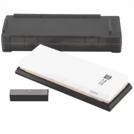   Kétoldalú fenőkő szett, nagyméretű | #1000/3000 – Finom/Extra finom nagyméretű fenőkő + Állvány/tárolódoboz + Gyémánt fenőkő tisztító