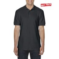   GILDAN - FEKETE színű, prémium pamut, galléros piké póló