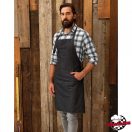 Black denim apron with 4 pockets